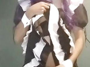 Maid femboy Masturbating Cosplay