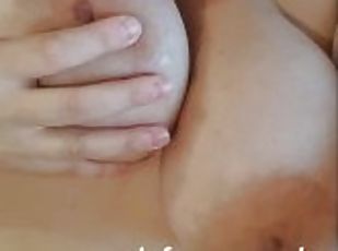 POV I play with your cum. I beg you to fuck me again. Big huge tits showered in cum