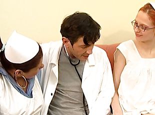 Threesome with two young nurses and many orgasms!