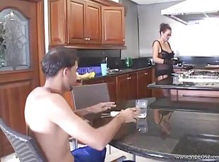 A Horny Housewife Fucks Her Man in the Kitchen