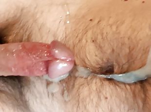 Strong cumshot when wanking off after my wife had felt tired, leaving me horny as hell.