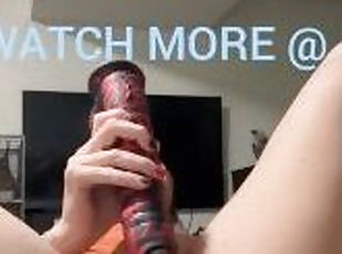 Petite girl takes big Dildo in little hole