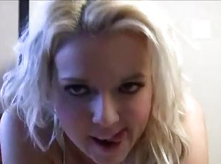 Young blonde talking dirty to camera