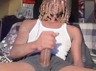 Sexy Dread head Jerking until he nut