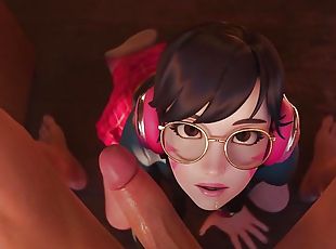 D.Va Sucking Dick Until She Gets A Big Creamy Facial (School Girl Version)