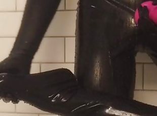 Latex Catsuit Trans in Shower - Latex - Video 4