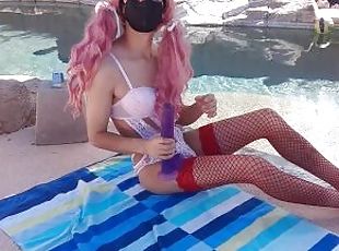 Arizona femboy plays public by pool