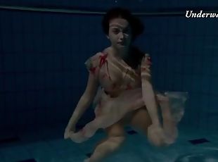 Edwiga cute hot girl smoking underwater