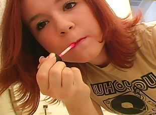 Teeny Redhead Getting Ready In Bathroom