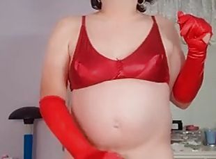 Red satin masterbation and anal plug