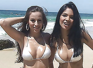 Spectacular Girlfriends go to the Beach to Get Their Bikinis Wet
