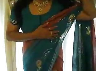 British Indian wife gives sexy strip. cum on tits