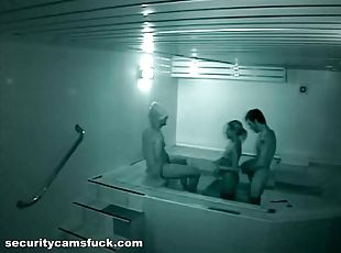 Lusty threesome banging in jakuzzi, two men fucking one salacious babe