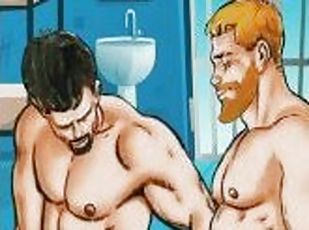 dubur, zakar-besar, homoseksual, creampie, pasangan, european, euro, hentai, berotot, penjara-prison