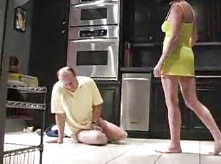 She kicks and slaps his balls repeatedly