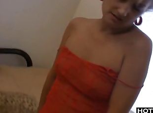 Short hair mature playing with her sex toys