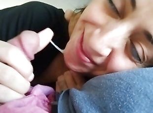 Hot Mom Takes Facial Cumshot