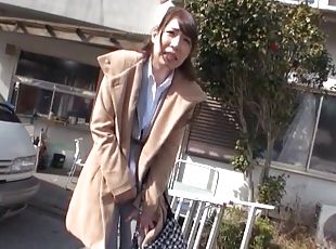 Horny shy chick Mio Kayama enjoys masturbating in a car