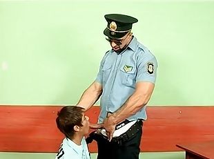 Cute prisoner sucks that hard cop cock