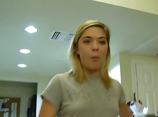 Homemade foot fetish video with blonde Lia Lor sucking a dick