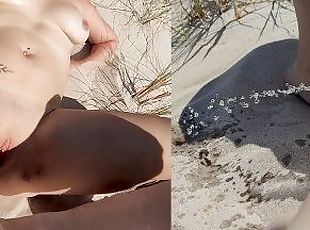 At the public nudist beach, a stranger fucks me before I take a piss