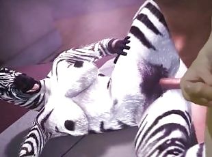 Furry in a striped suit takes a cock and moans gently