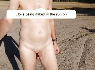 Completely naked walk through forest and field