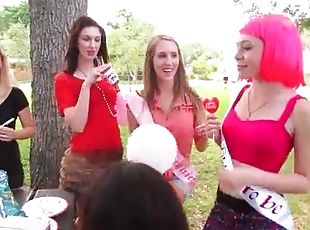 Cute girls in the park for bachelorette party