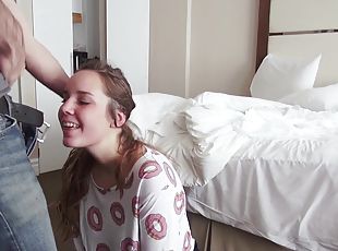 Alluring teen gets picked up and convinced into fucking on cam