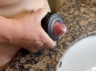 Gender X hand held masturbator helps with massive cum shot