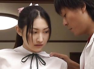 Blindfolded Japanese Azumi Mizushim sucks a dick in the dining room