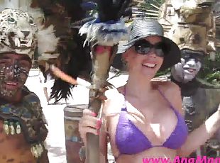 Ana Mancini shows her body at Tulum ruins