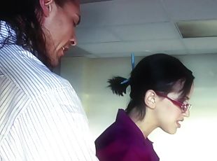 Charming Brunette In Glasses Screwed After Cute Blowjob