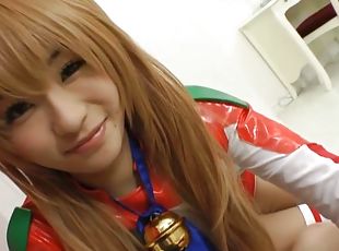 Pretty Japanese with blonde hair gets fingered in POV