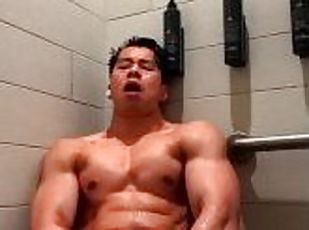 asian, mandi, awam, amateur, homoseksual, merangkap, mandi-shower, berotot, gym