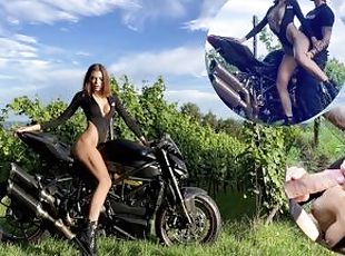 Real Public Sex on Motorcycle get Fucked HARD Porn Star after Extreme ride on Ducati - Julia Graff