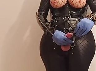 DroneDoll CD-Betina sounds like her sissy clit in black rubber and latex