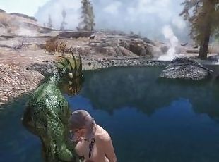 Sexy girl fucks a filthy, fish-smelling Argonian harbour boy