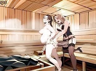 Lesbian with strapon fucks pregnant roommate in the Sauna - Hentai Cartoon Porn Animation